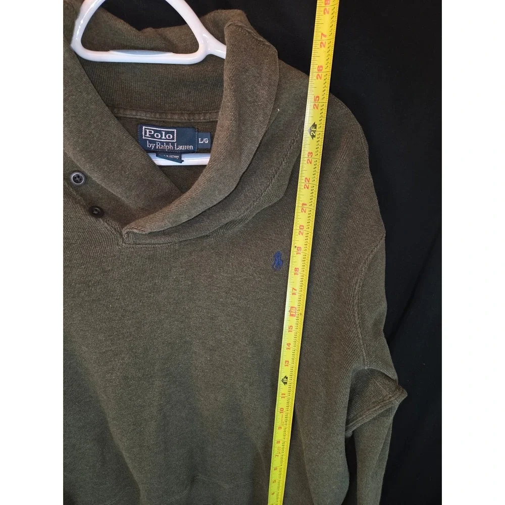 Polo Ralph Lauren Shawl Collar Pullover Sweatshirt Olive Green Mens Size L‎
